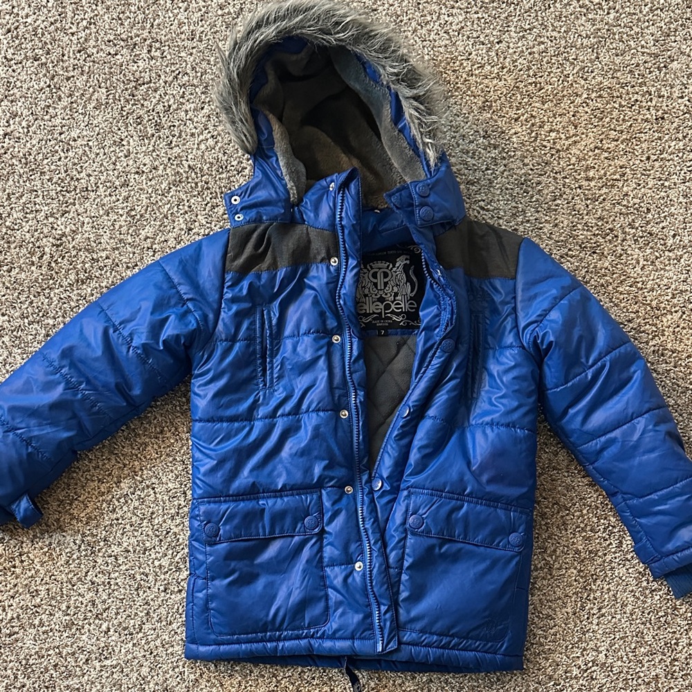 Pelle Pelle Blue Puffer Jacket with removable Faux Fur Hood